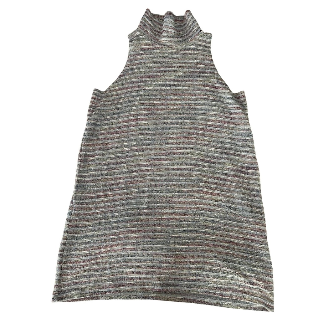 Anthropologie Sleeveless Knit Dress Striped Mock Neck Casual Comfy Size XL